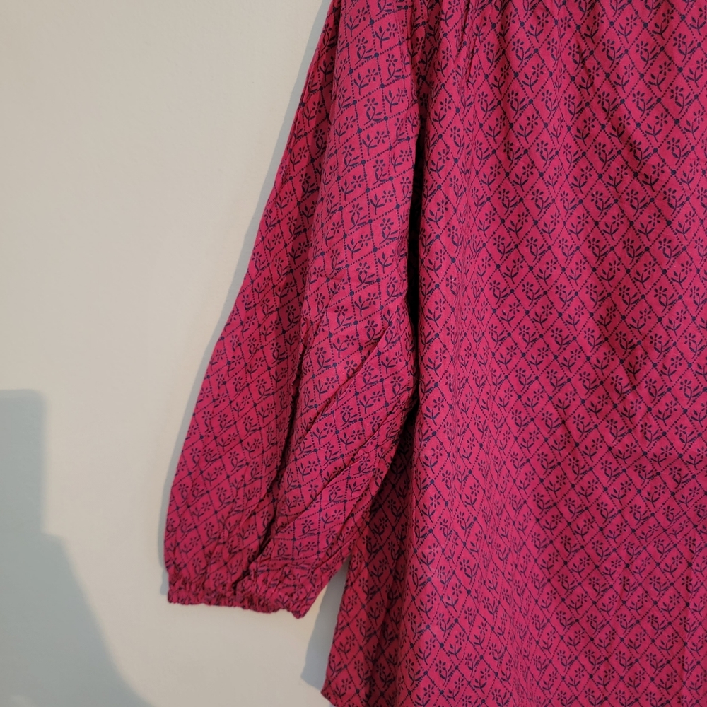 Anthropologie Maeve Red Raspberry Floral Off The Shoulder Blouse - Picture 4 of 9